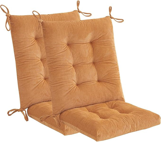 Outdoor Patio Cushion, Rocking Chair Cushion, Tufted Pads, Set of Upper and Lower with Ties Pack of 2 (2 Sets) - Back 20"×17", Seat 17"×17" (Khaki)