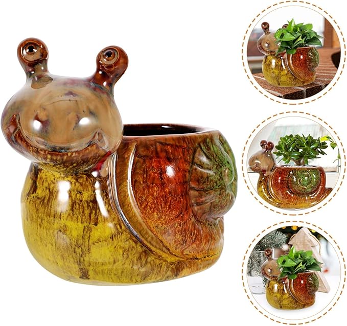Snail Flowerpot Decorative Resin Planter 5.90X5.11X3.34In Indoor Outdoor Succulent Pot for Home Garden Balcony Tabletop Decor