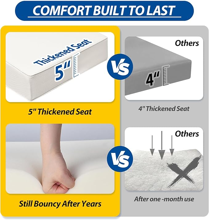 AAAAAcessories Outdoor Seat Cushions for Chairs, Fade-Resistant, Waterproof Patio Furniture Replacement Cushions, 22" x 24" x 5" + 22" x 19", Creamy White