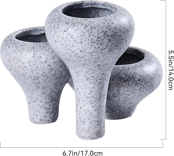 Gray Granite Textures 3-in-1 Small Succulent Pots, Mini Indoor Succulent Planters, Cute Cactus Bonsai Flowers Pots for Plants, Garden Mini Cactus Plant Pot Modern Decorative, Gift, Breathable Planter