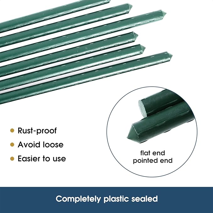 6 FT Garden Stakes for Outdoor Plant Support, 0.78 inch Diameter Plant Stake Sticks Metal Poles for Pole Beans Cucumber Tree Climbing Plants Gardening Supplies 10 Pack