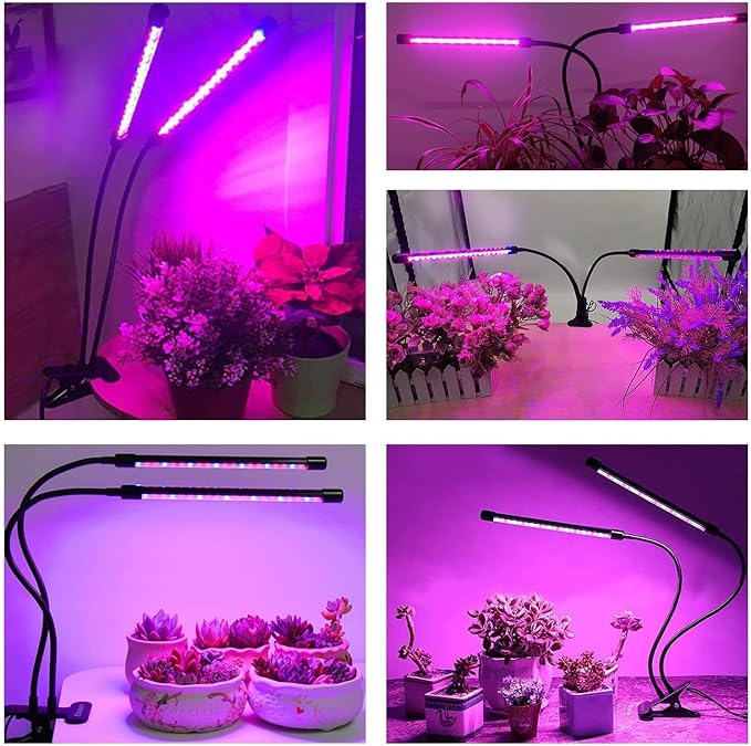 bseah Plant Grow Light for Indoor Plants 2 Pack, Full Spectrum Indoor Grow Light, Auto ON & Off Timer 3/9/12H