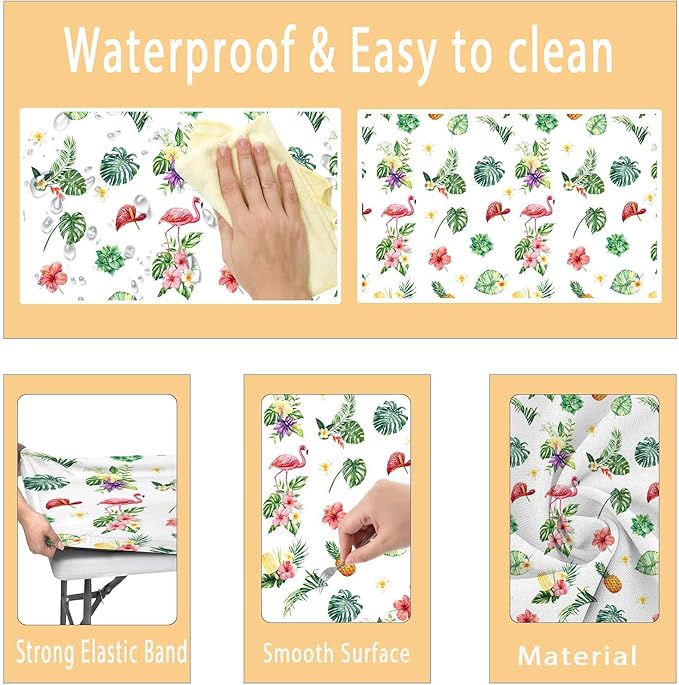 Picnic Table Cover with Bench Covers and Bag, Summer Outdoor Waterproof Windproof Tablecloth with Elastic Edges, Camping Accessories RV Gear Campers 72x30 Inches 3 Pcs Set, White