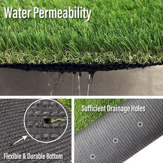 Artificial Grass Turf Outdoor, 10FT x 40FT (400 Square Feet) 1.38" Thick Fake Realistic Pet Grass Rug Synthetic Lawn Carpet, Astroturf Faux Indoor Landscape for Patio, Garden, Yard, Balcony