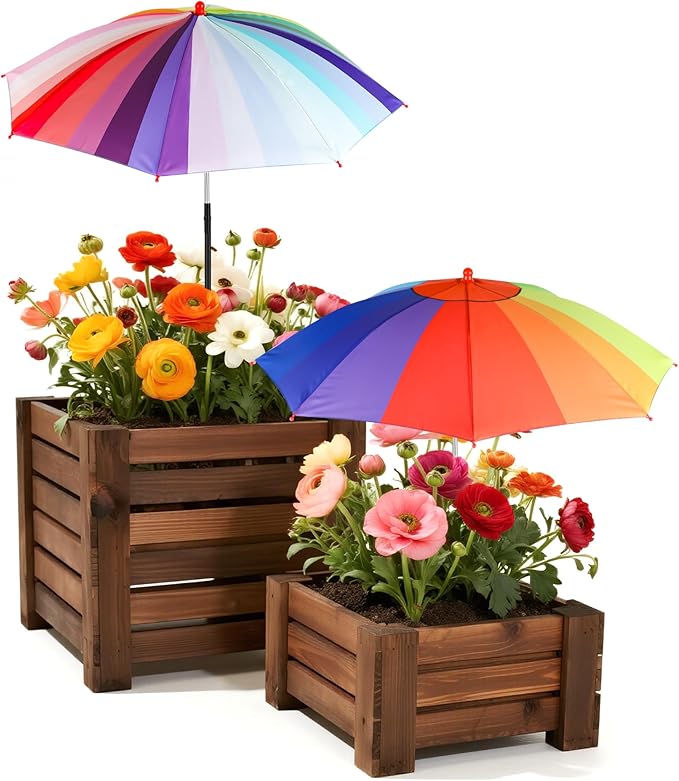 2 Pack 23.6" Upgraded Plant Umbrellas for Outdoor Plants，35.4" Higher Sun Shade for Plants, Potted Plant, Garden Beds, Provide Shade to ‌Defend Plants From Blazing Sun