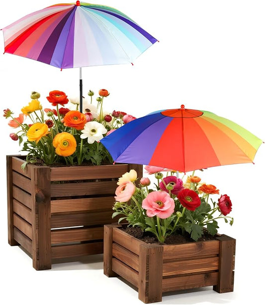 2 Pack 23.6" Upgraded Plant Umbrellas for Outdoor Plants，35.4" Higher Sun Shade for Plants, Potted Plant, Garden Beds, Provide Shade to ‌Defend Plants From Blazing Sun
