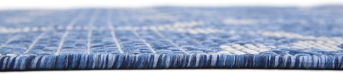 Unique Loom Outdoor Trellis Collection Area Rug (4' 1" x 6' 1" Rectangle, Navy Blue/ Ivory)