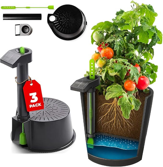 Self Watering Planter Insert w/Air Pruning Technology, Water Reservoir & Level Indicator - Turn Any 5-Gal Bucket into a DIY, Portable Automatic Container Indoor-Outdoor Garden, 3-Pack