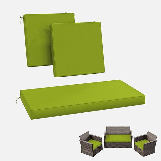3 Pack Outdoor Replacement Cushions,36L x 18W x 3H,18L x 18W x 3H inch, High-Elastic Replacement Sponge for 4-Seater Water-Resistant Patio/Sofa with Removable Covers (Grass Green)