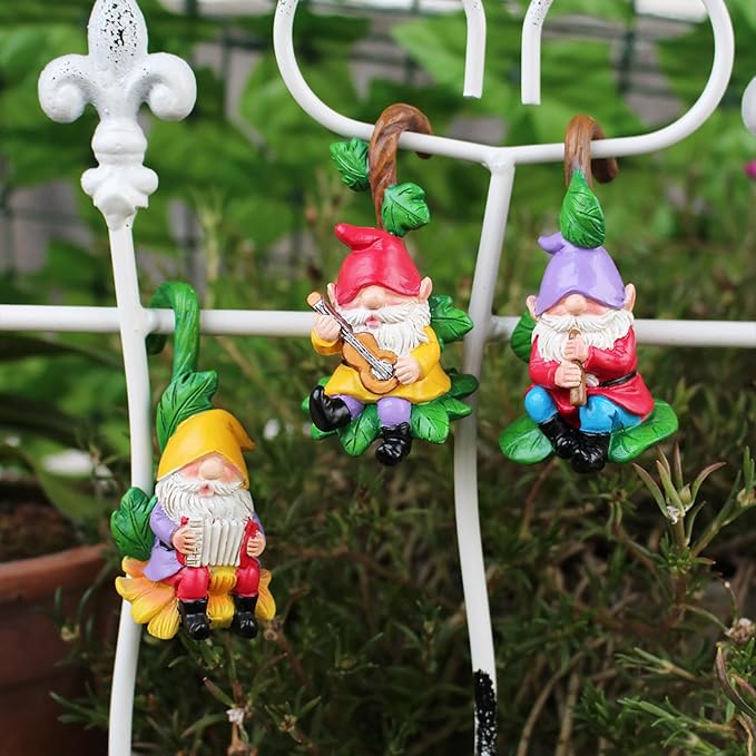 3PCS Christmas Musical Gnomes Tree Faces Decor Outdoor for Yard, Gnomes Dwarf Statue, Outdoor Fairy Garden Resin Crafts, Flower Pot Landscape Dwarf, Micro Landscape Pendant Ornaments