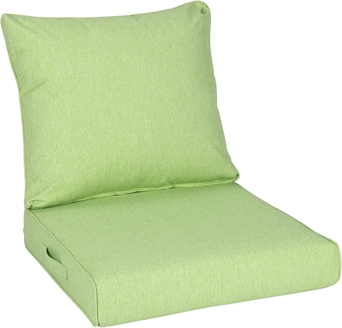Aoodor 21" x 21" Patio Deep Seat Cushion Set, Water Resistant & Fade Resistant Outdoor Furniture Cushions with Adjustable Straps for Patio, Deck, Garden, Green