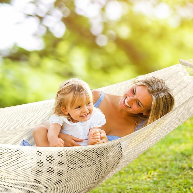 Anyoo Breathable Fabric Hammock with Spreader Bar - Portable Up to 450lbs for Garden, Outdoor/Indoor Patio, Backyard