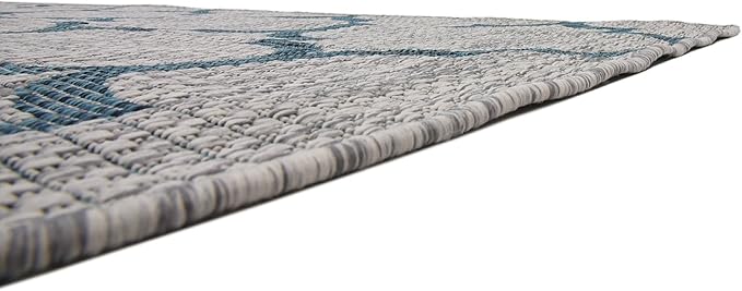 Unique Loom Outdoor Trellis Collection Area Rug (7' 1" x 10' Rectangle, Gray/ Ivory)