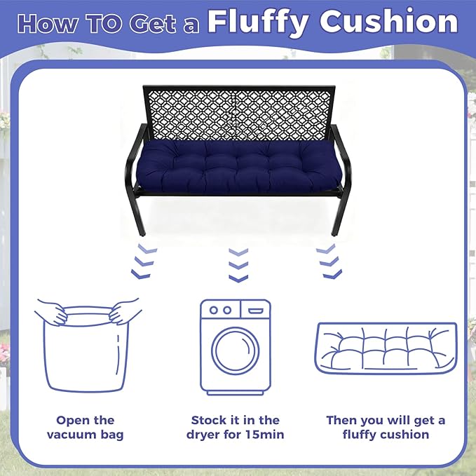 Outdoor Waterproof Bench Cushions 51x 20 Non-Slip with Ties Indoor/Outdoor Chair Cushion for Patio Swing Loveseat Bench Kitchen Benches,Hawaii