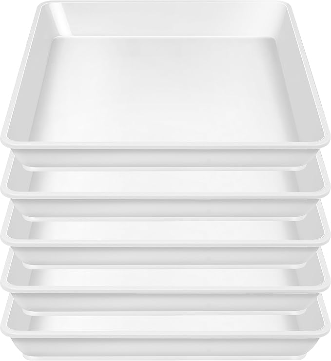Square Plant Saucer 10 Inch, 5 Pack Plastic Plant Water Dray Tray Plants, Pot Saucers for Plants Square Planters for Indoors and Outdoors Plants，Saucer for Plant Pots.