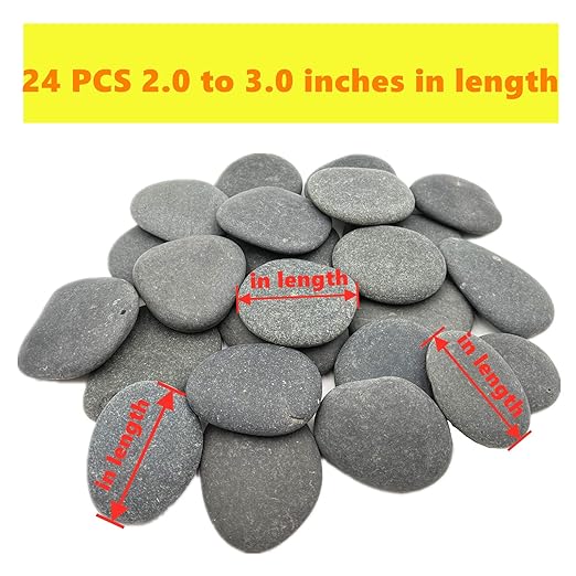 24PCS Rocks for Painting, 2"-3" Inches DIY Rocks Flat & Smooth Kindness Rocks for Crafts, Decoration, Medium Rocks for Painting,Hand Picked for Painting Rocks