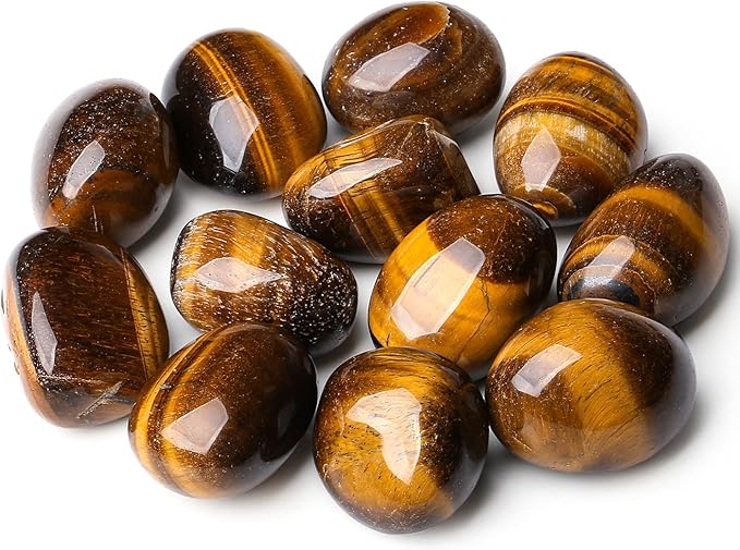 DUQGUHO Tiger Eye Healing Crystals Stones Set Natural Bulk Crystals Tumbled Polished Irregular Crystal Stones Bulk Rocks 0.45 lbs