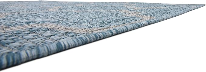 Unique Loom Outdoor Trellis Collection Area Rug (5' 1" x 8' Rectangle, Aquamarine/ Gray)