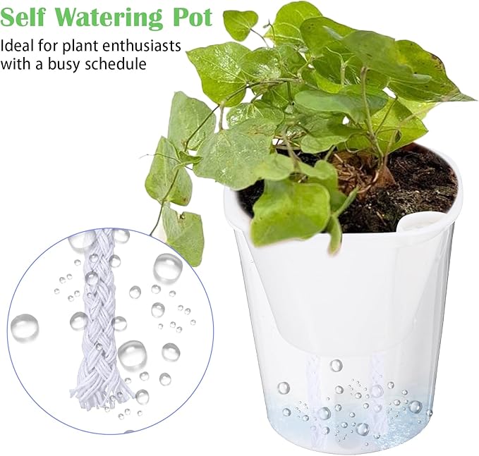 20 Sets 3" Self Watering Pots, Self Watering Planters for Indoor Plants, Plastic Small Garden Pots with Level Indicator and Vents for House Plants, Flowers