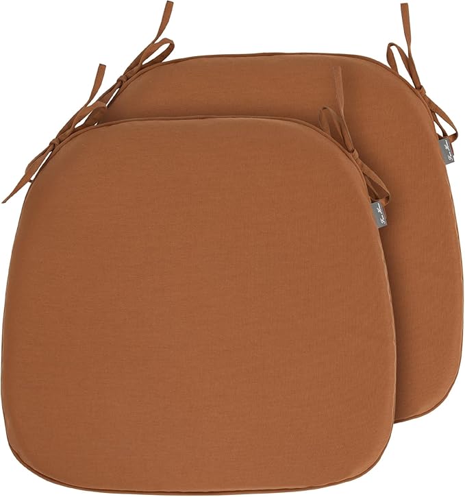 Outdoor Chair Cushions Set of 2,Patio Seat Cushion 17"x16"x2",U-Shaped Dining Chair Cushion 17 by 16 Inch,Water Resistant,Fade-Resistant Chair Pads for Kitchen Garden Furniture(Caramel Orange)