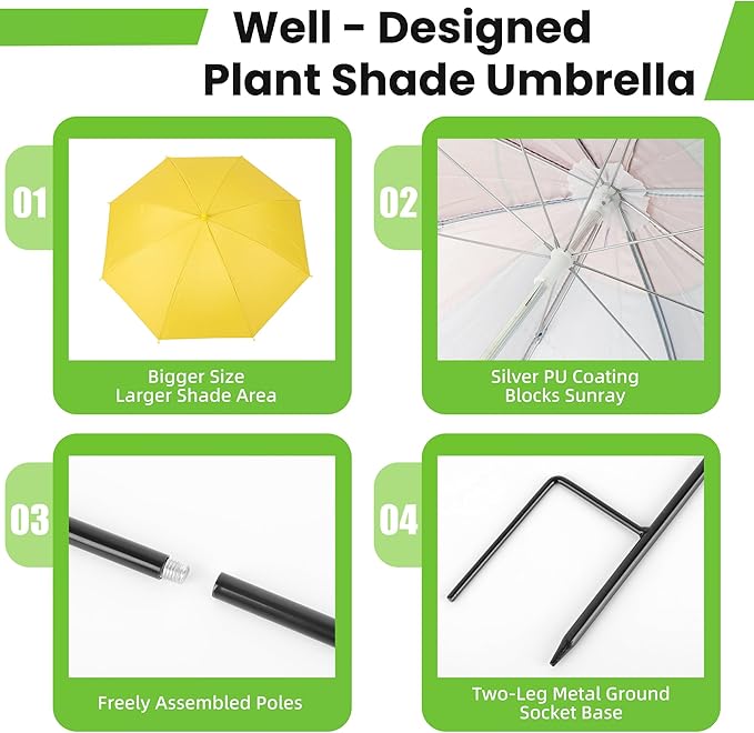 Plant Umbrellas for Outdoor Plants，3 Pack Garden Umbrella Shade for Potted Plants and Garden Beds，23.6" Sun Shade Covers