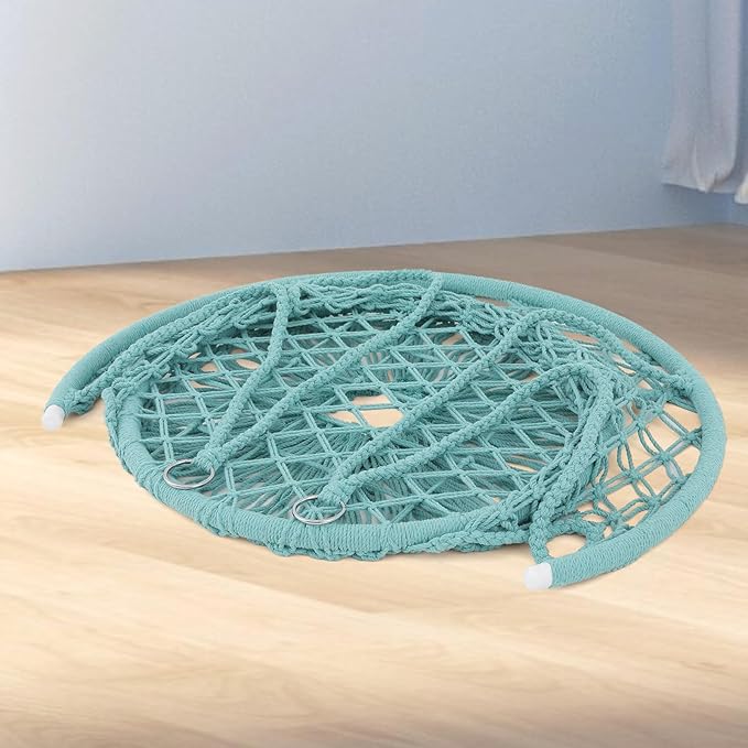 Athena Collection Hammock Swing Chair with Cushion, Outdoor Macrame Chair with Mounting Hardware, Max 350 Lbs, Large Cotton Rope Hanging Chair for Outdoor Indoor Porch Garden, Green