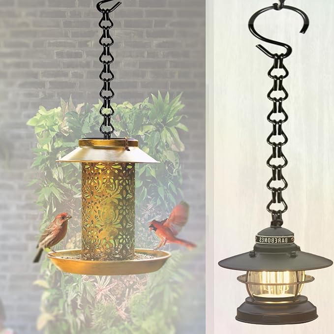 2Packs 26inch 90lbs Black Heavy Duty Metal Hooks Hanging Chains Hangers for Garden, Balcony, Yard, Kitchen, for Hanging Plant Pots,Planters,Bird Feeder,Lanterns, Billboard Etc.