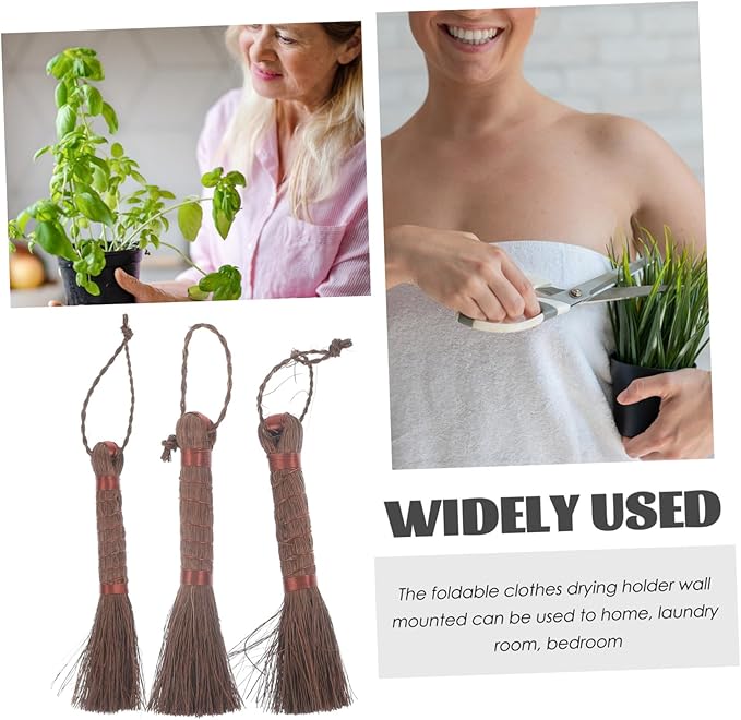 balacoo 3pcs Handheld Bonsai Cleaning Brush Durable Palm Fiber Brooms for Garden Planters Flowerpots and Bonsai Care Multi-Function Cleaning Accessories