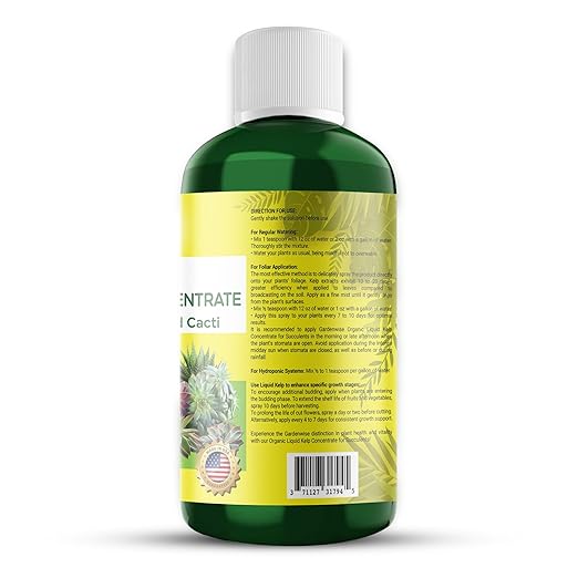 Organic Kelp Seaweed Fertilizer: Premium Succulent and Cactus Food - Indoor Plant Nutrition with Root Booster, Ideal for Christmas Cactus, Dragon Fruit, and Potted Plants (16 OZ)