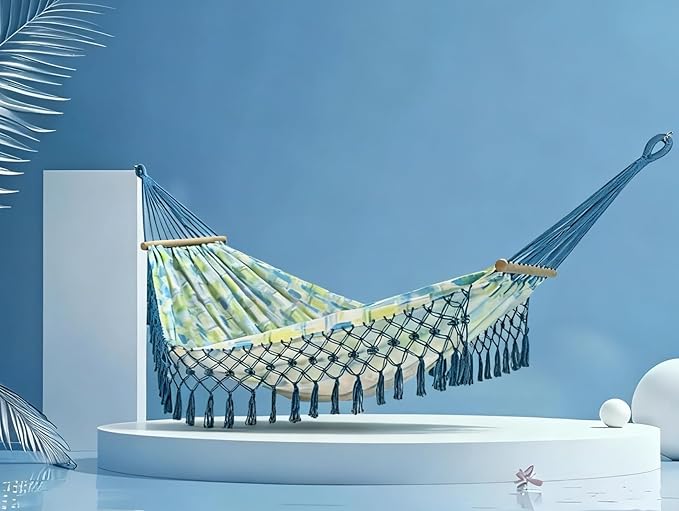 Beautiful Boho Style Hammock,Bohemian Outdoor Portable Person Hammock,for Suitable for Patio, Beach, Garden,Wedding Decor Khaki 79 * 59