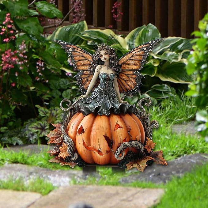 Bohemian Fairy Flower Pot Decor - Planter Pots Decor for Home or Garden (Pumpkin Elf-4)