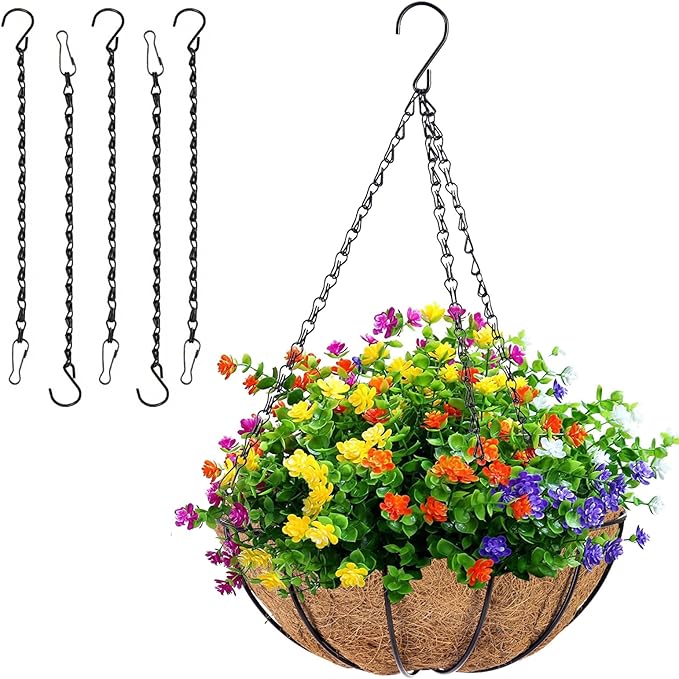 10 Pack Silvery Hanging Chains for Planters，Lanterns，Bird Feeders，Billboards，Plant Baskets etc， Length 9.5 Inch，Outdoor Indoor Use