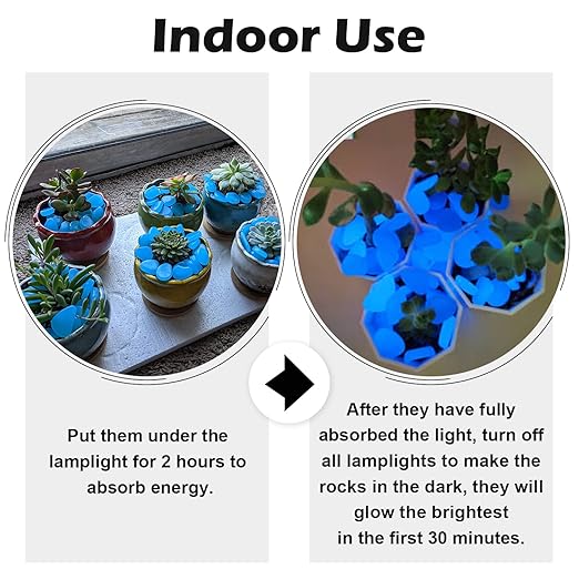 Glow in The Dark Rocks Outdoor, 200 pcs Blue Solar Rocks for Landscaping, Outdoor Decor Glow in The Dark Stones, Glowing Pebbles for Garden Backyard Patio Lawn Pond Fish Tank Aquarium Decor