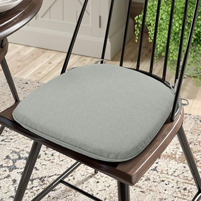 Magpie Fabrics Outdoor/Indoor 17"x16"x2" Chair Cushions with Ties Set of 2, Waterproof All Weather U-Shape Seat Pads Decoration for Patio Garden Furniture Home Office (Grey)
