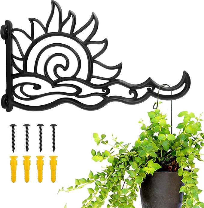 Fashion&cool Hanging Plant Bracket, 13 Inch Wall Mount Heavy Duty Plant Hanger Outdoor Decorative, Rust-Resistant Iron Plant Hooks for Bird Feeders, Planters, Lanterns
