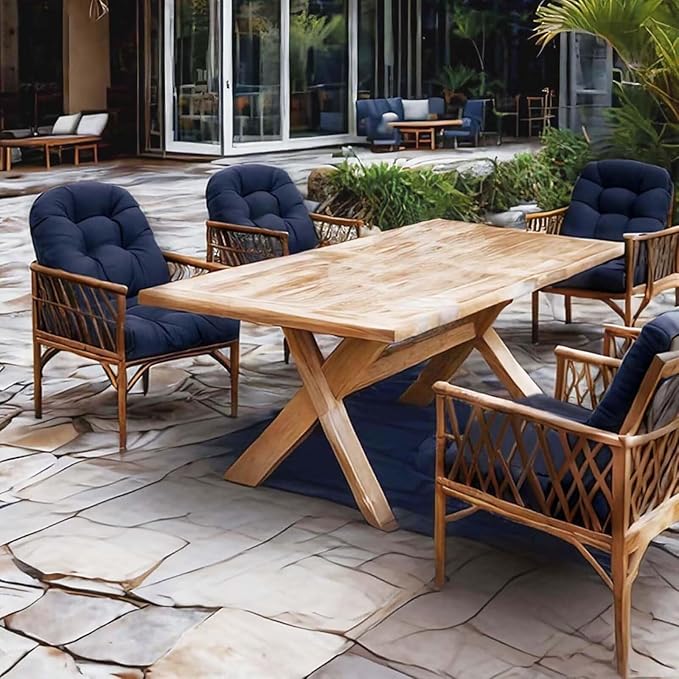 Outdoor Indoor Seat Cushion 18"x18" Waterproof Floral Patio Chair Pads Tatami Floor Pillow for Dining Garden Balcony Office Decor Navy Green, Set of 2