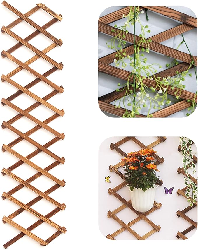 Iceyyyy Wood Lattice Wall Planter - Expandable Hanging Wooden Planter Trellis Frame, Indoor Air Plant Vertical Rack Wall Decor for Room Garden