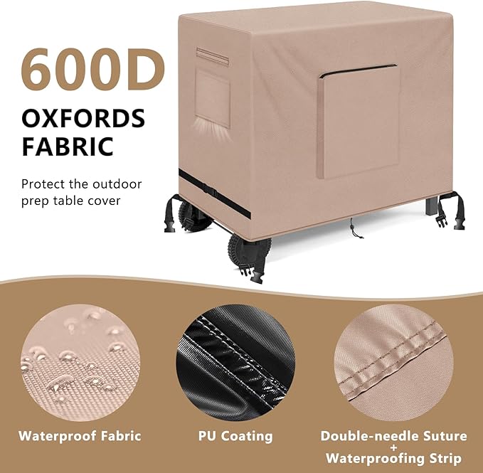 Outdoor Raised Garden Bed Cover for Winter , Waterproof Raised Planter Boxes Stand Covers Heavy-Duty for Outdoor prep tables, Protection for Winter Snow,Frost,and Rain-48 x 24 x 35 inch, Khaki