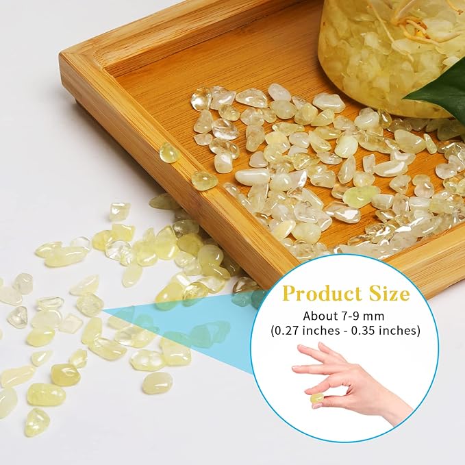 QICQDRAM Polished Gem Stones Rocks Crystals 0.9 Lb/405g Natural Tumbled Stones Citrine Crystal Chips Bulk for Healing Crystals & Fish Tank Rocks Gravel, Vase Filler, Plants Decor