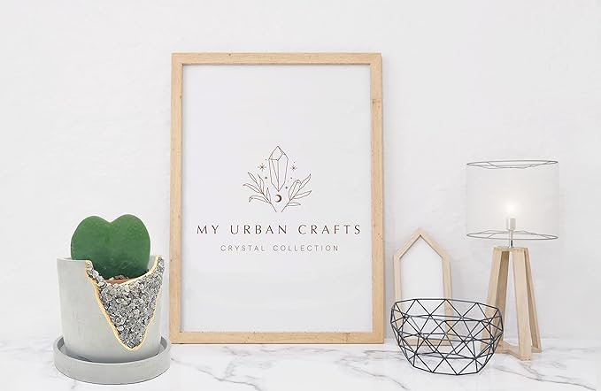 4 Inch Crystal Plant Pot with Saucer - Cement Geode Planter - Concrete Pots for Plants - Modern Succulent Pot Indoor - Unique Air Plant Holder - Candle Holder - Small Plant Home Decor (Smoky Quartz)