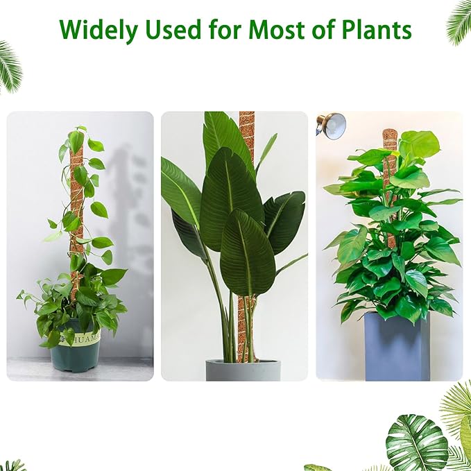 3 Pack Moss Pole, 47-Inch Moss Poles for Plants Monstera,Bendable Plant Support Stakes for Climbing Plants Indoor, Garden Trellis Plant Stick for Potted Plants, Pothos Philodendron