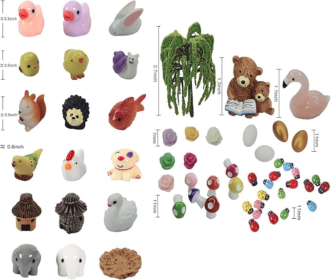 101 Pieces Miniature Animals,Fairy Garden Accessories,Miniature Toy Animals Ornament Kits Set for DIY,Fairy Garden House,DIY Terrarium,Flower Pots Ornaments,Craft Decor …