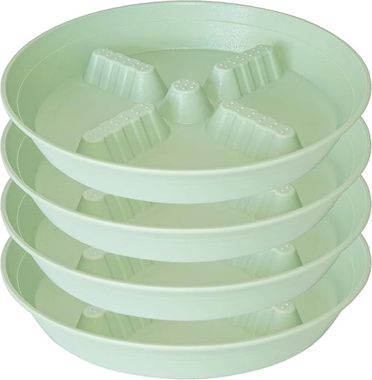 4 Pack Plant Saucer 10 inch, 8 12 14 17 inch, Plant Stand Plastic Plant Saucers for Indoors Outdoor, Heavy Duty Flower Plant Risers for Inside Pots, Pot Saucers for Plants, Grow Bags Saucers