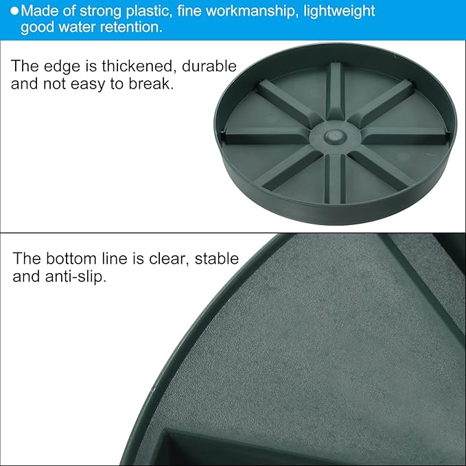 PATIKIL Plant Pot Saucers 9 Inch, 3 Pack Plastic Round Plant Pot Thicker Flower Drip Tray for Indoor Outdoor, Green