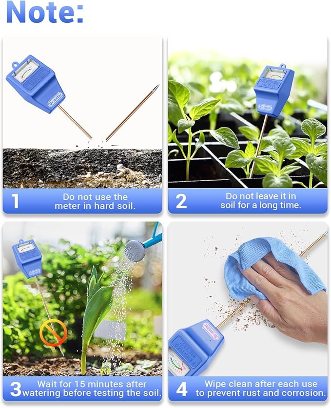 Soil Moisture Meter Tester for Plants, Long Probe Hygrometer Moisture Sensor for Houseplants Indoor Outdoor Garden Lawn Use - Plant Water Gauge Meter, No Battery Needed, Gardening Gifts, Blue