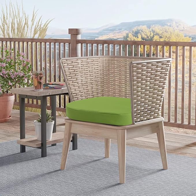 idee-home Outdoor Chair Cushions Set of 2, 19" x 19" x 3" Thick D-Shaped Patio Furniture Outdoor Seat Cushions Waterproof with Ties, Dining Pads