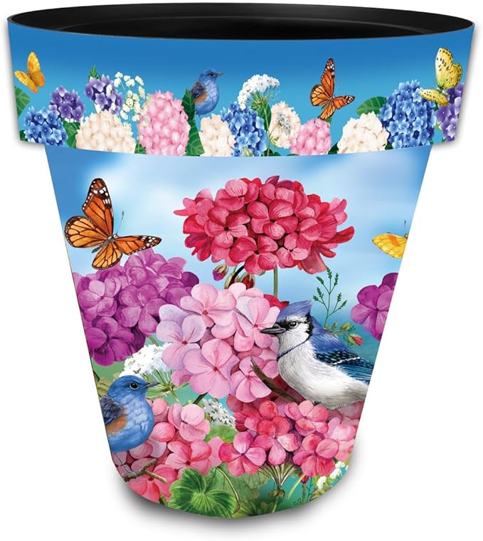 Briarwood Lane Spring Planter 14" x 15" x 15" Geraniums in Bloom Large for Spring Planter