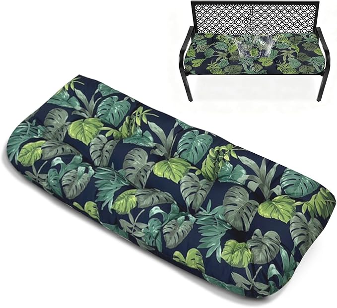 Outdoor Printing Bench Cushion 51x 20 Water Resistant Floral Cushion for Patio Swing Porch Loveseat Garden Bench Indoor Shoe Storage Window,Green Printing