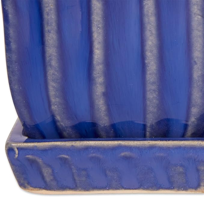 Accent Plus Blue Square Ceramic Small Planter (Set of 3)