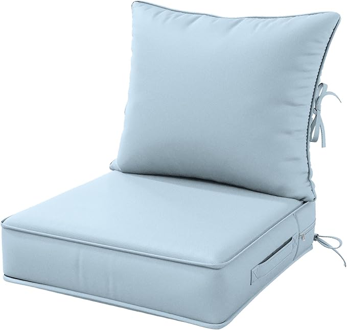 Outdoor Patio Chair Cushions Set 22 L X 22 W X 4 H Waterproof & Fade Resistant Deep Seat and Back Cushions with Removable Covers Outdoor Seat Cushion Set for Chairs and Sofas